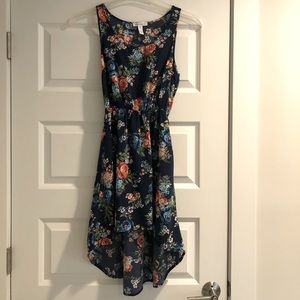 Beautiful floral midi/mini blue dress sz SM